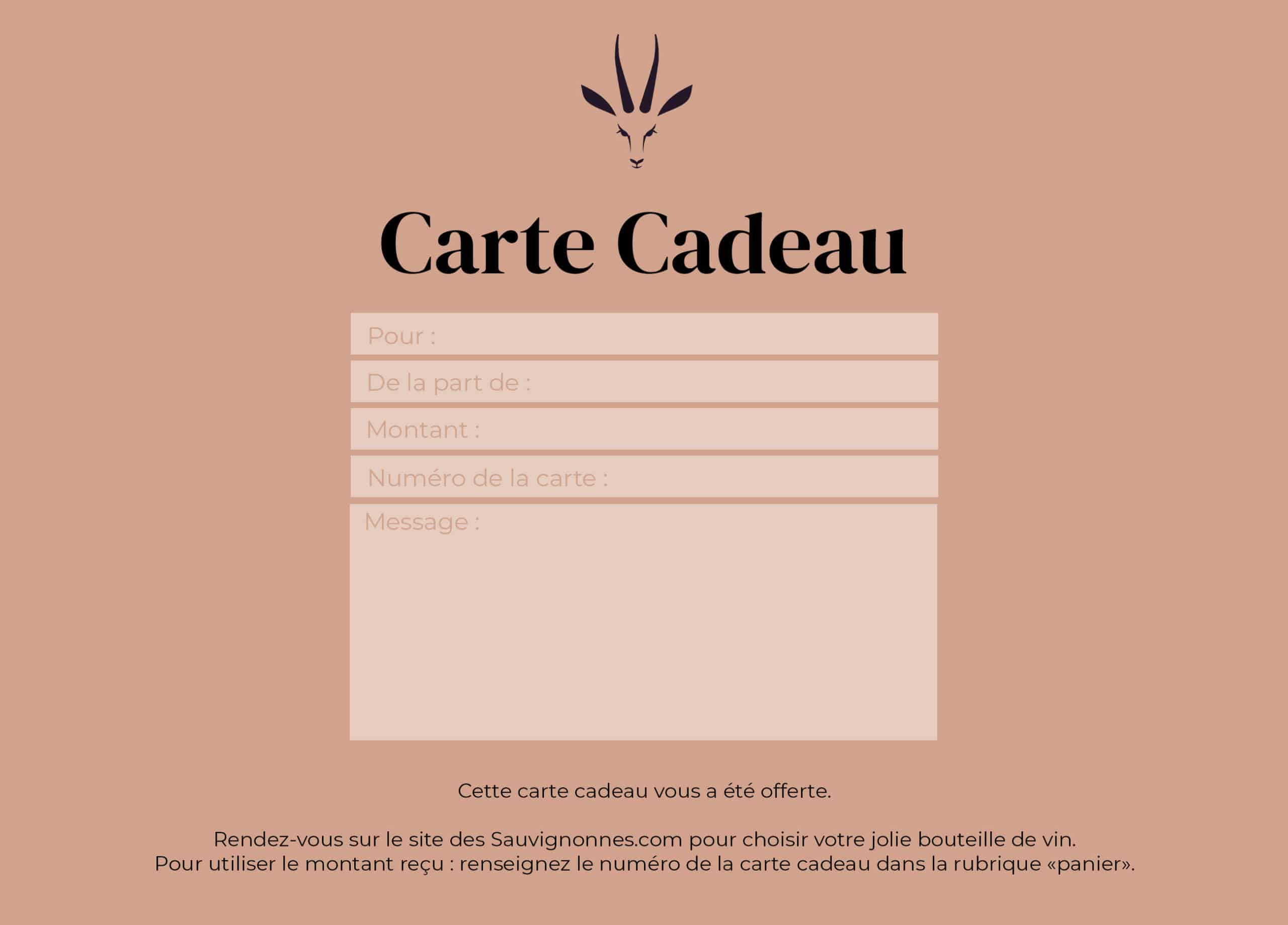 E-Carte Cadeau Vin 50€ - Vins Domaines Martinelles et Aloès