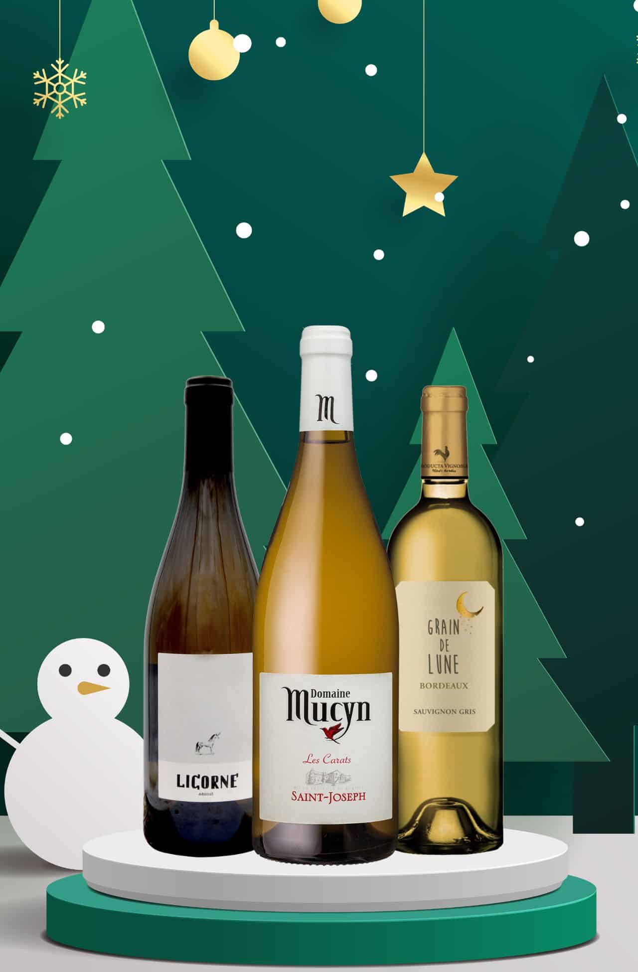 Coffret cadeau Noël, vins blancs premiums