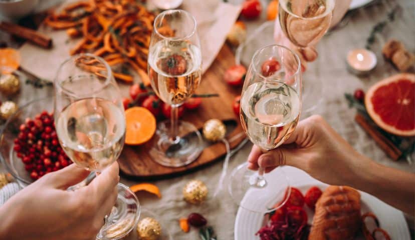 plat de fête et pétillant sans alcool