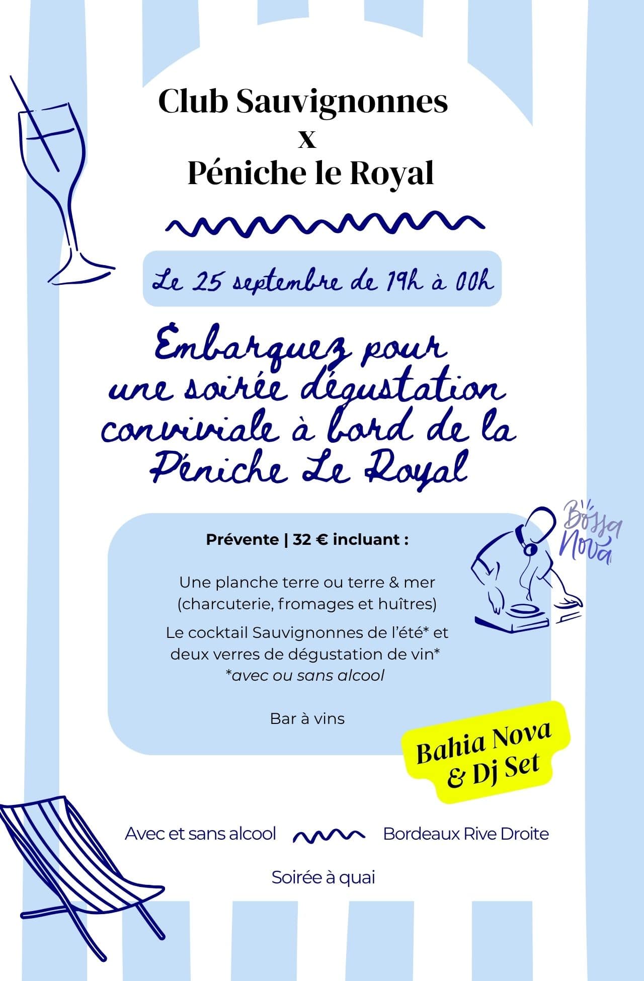 Dégustation Club Sauvignonnes x Péniche le Royal